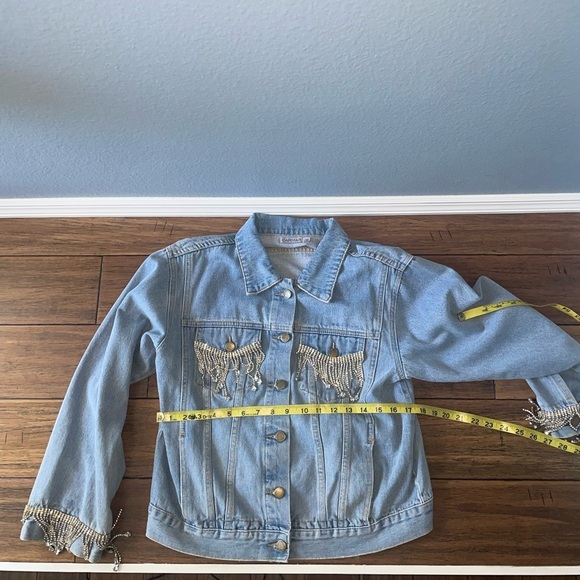 Y2k rhinestone denim jacket bling jacket crystal embellished jean jacket - Picture 3 of 13